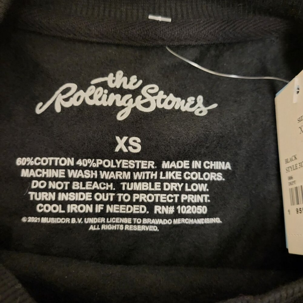 The Rolling Stones Crop Sweatshirt Bant Tee Women's XS Black - Picture 3 of 10